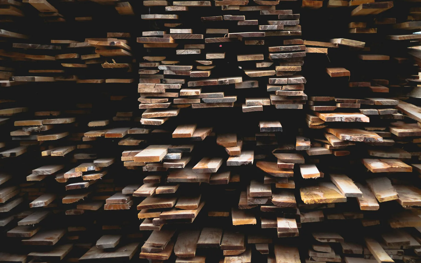 Stacked timber planks of the kind used to build export crates